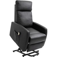 Fauteuil de relaxation électrique fauteuil releveur inclinable repose-pied ajustable revêtement synthétique noir