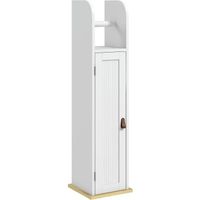 Support papier toilette - porte-papier toilette - armoire pour papier toilette - porte, 2 étagères, sortie papier blanc bois clair