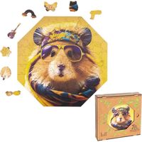Puzzle en bois pour Enfants - Série Funnymals - Hamster Hippi - 34 x 34cm - 90 Éléments - Milliwood