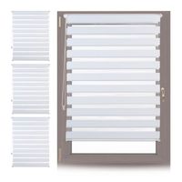 4 x Doppelrollo Klemmfix ohne bohren, Seitenzugrollo mit Streifen, Duo-Rollo für Fenster, Stoff 106x156 cm, weiß