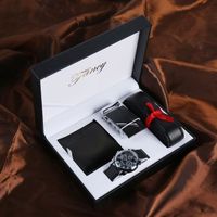 SHARPHY Coffret montre homme + ceinture + portefeuille pour hommes - bracelet en cuir mode noir luxe cadeau de Noël