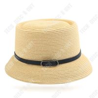 TD® Nouveau été pêcheur chapeau femmes mode chapeau de paille ceinture décoration petit pot chapeau large bord chapeau de soleil