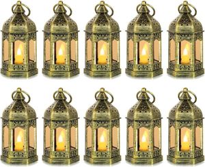 PHOTOPHORE - LANTERNE Doré Mini Lanterne LED Exterieur - Lot de 10 Lante