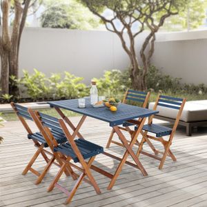 Ensemble table et chaise de jardin Salon de jardin 5 pièces Altamura bois d'acacia naturel gris