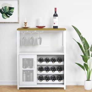 Casier à Vin - PROMIRACAL - Étagère à Vin - 12 Bouteilles - Porte-Verres 6 - Design Scandinave