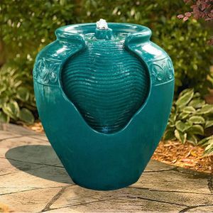 FONTAINE DE JARDIN Fontaine de jardin - Teamson Home - turquoise - électrique - pots et vases - éclairage LED intégré