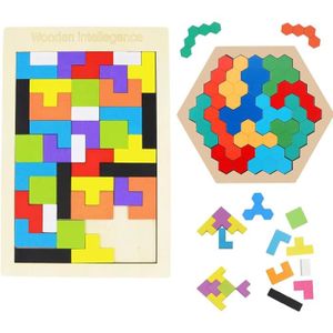 PUZZLE Tetris Puzzle en Bois Enfant Hexagone Puzzles en B