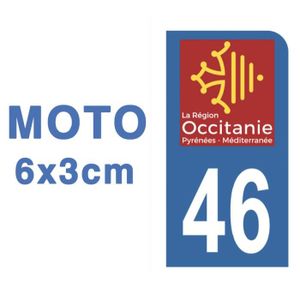 Département 76 MOTO 1 autocollant style plaque moto 3 x 6 cm 