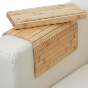 Plateau de canapé en bambou, support de canapé flexible pour l‘accoudoir,  brun clair, 44 x 24 cm