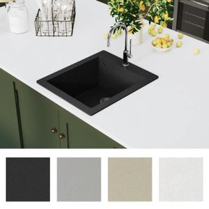 YULINSHOP Évier de cuisine en granit Noir ☻3 - Cdiscount Bricolage