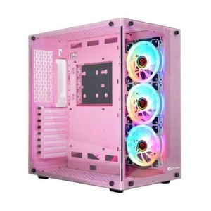 BUREAU BOITIER PC Talius Cronos RGB ATX Gaming 3 ventilateurs Rose B