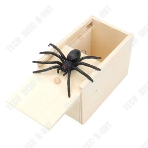 KIT DE DECORATION TD® Jouets en forme d'araignée Boîte en bois Simulation Créatif Effrayer Noir Jouets effrayants Décoration d'Halloween
