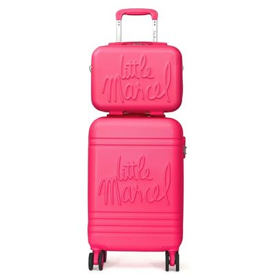 Lot valise cabine 55cm plus un vanity rigide Fuchsia LM10712
