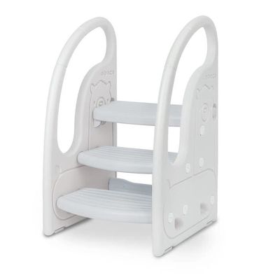 Growaystory Marche Pied Enfant Pliable 3 Marches Réglable En Hauteur - Tour D'Apprentissage Gris Tabouret Réglable Hauteur Enfant 3 Marches