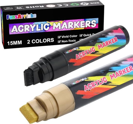 Set De 288 Marqueurs Acryliques à Pointe Pinceau - Pour Papier, Bois, Pierre, Céramique, Verre, Toile - Couleurs Vives - Idéal Pour Artistes, DIY