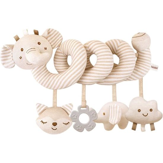 Jouet De Poussette Pour Bébé Avec Animaux En Peluche Et Spirale - Éveil Sensoriel 0-6 Mois (Grinceur Intégré)