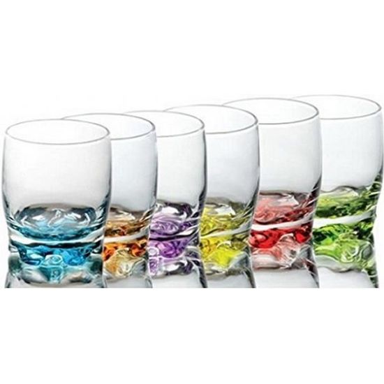 6 Verres à jus - verres à eau - Verres à soda - Fond de couleur- 250 ML 