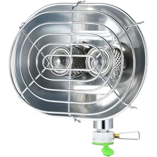 Chauffage à Gaz Portable 1700W Céramique + 8 Cartouches Gaz Thermocouple ODS Intérieur Et Extérieur ALPEN - Gamm Vert