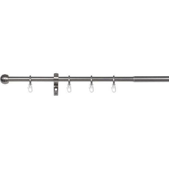 Tringle à Rideaux Extensible Noire En Acier Inoxydable - 76 à 221 Cm - Supports Réglables 1 Voie - Diamètre 2,5 Cm - Idéale Chambre, Salon & Plus !