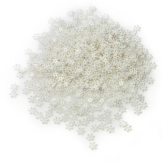 Lot De 250 Perles Intercalaires (spacers) En Forme De Fleur - 4x4x2mm - Argenté Pour Création Bijoux