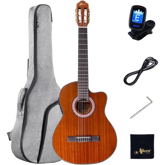 Winzz Guitare Classique Adulte, Guitare Electro Acoustique 4-4, Pack Guitare  avec Cordes Nylon (39 Pouces) A39 - Cdiscount Instruments de musique