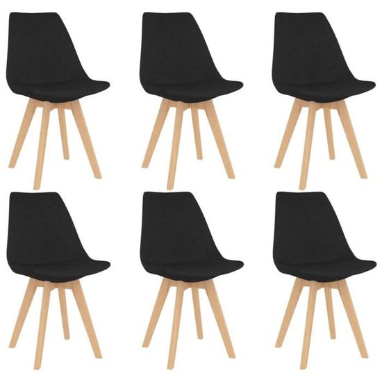 Excellent Qualité :) Lot de 6 Chaise de salle à manger Design & Chic Ensemble de 6 chaises - Chaise à dîner - Noir Tissu &60410&