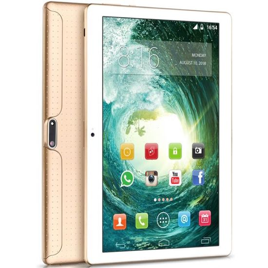BEISTA Tablette tactile K107 - 64Go - 4Go RAM - 10.1 Pouces HD -   Android 10.0 - Quad Core- 4G Double SIM,WiFi,GPS - Or