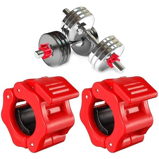 8 Fermoirs Haltères TTYSHIP - Pinces Déverrouillage Rapide 25mm Et 30mm - Noir Et Rouge