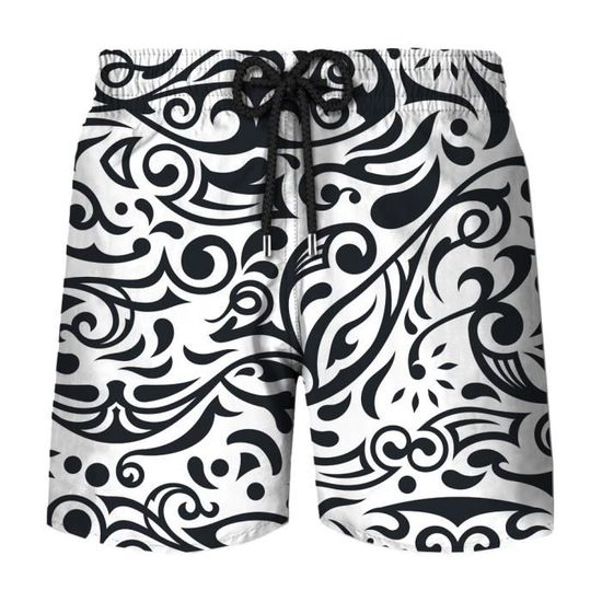 Maillot De Bain Homme Short Grande Taille – Séchage Rapide, Imprimé Hawaïen, Poches, Surf Plage