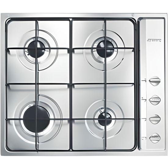 Table de cuisson gaz SMEG S64S Inox 4 brûleurs Acier inoxydable