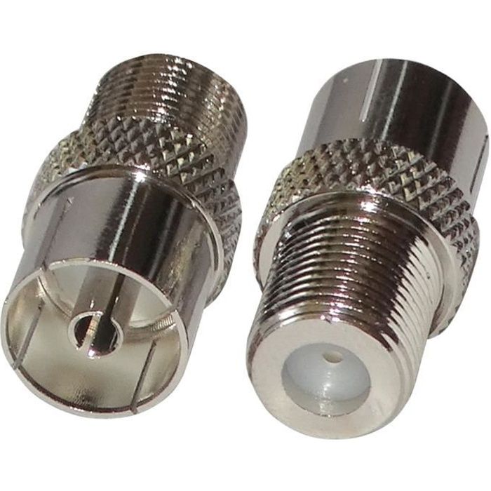 AERZETIX: 2x Connecteur prise adaptateur fiche F femelle - antenne TV 9,5mm femelle