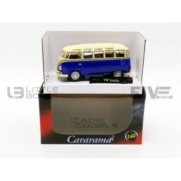Voiture Miniature de Collection - CARARAMA 1/43 - VOLKSWAGEN Combi T1 - Samba - Blue / Beige - 60330BL