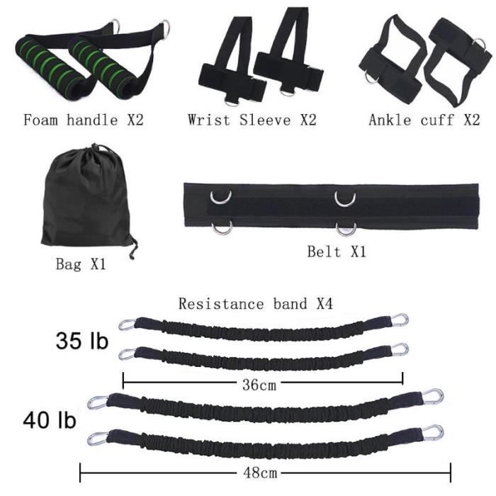 Bandes de résistance de fitness Set Exerciseur de jambe et de bras réglable Jumping Strengthening Trainer Belt pour Home Gym