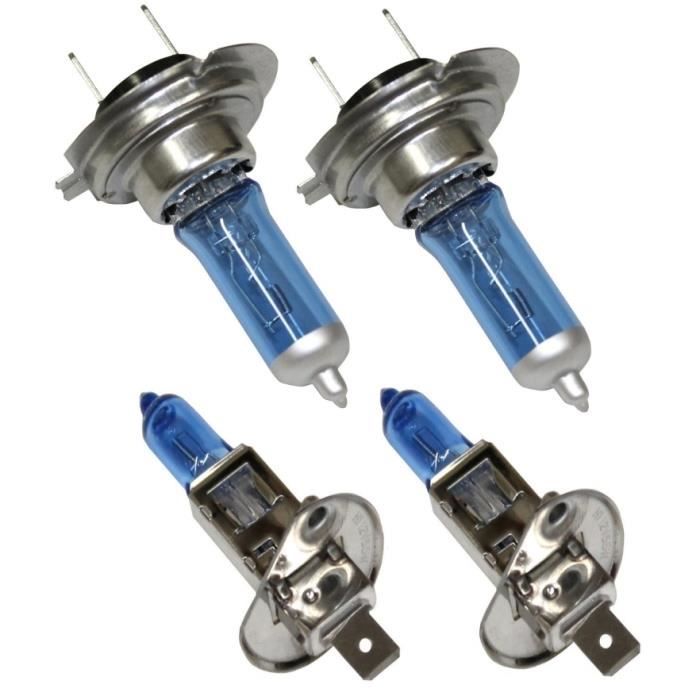 Jeu de 4 Ampoules H7+H1 12V 55W à effet Xénon 5500