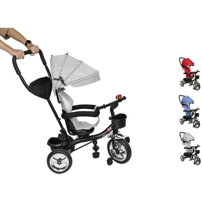 Yage. ( Gris ) Tricycle Evolutif : 4 en 1 avec Housse de pluie + Roues Silencieuses + Anti-Pincement + Panier pour enfant bebe