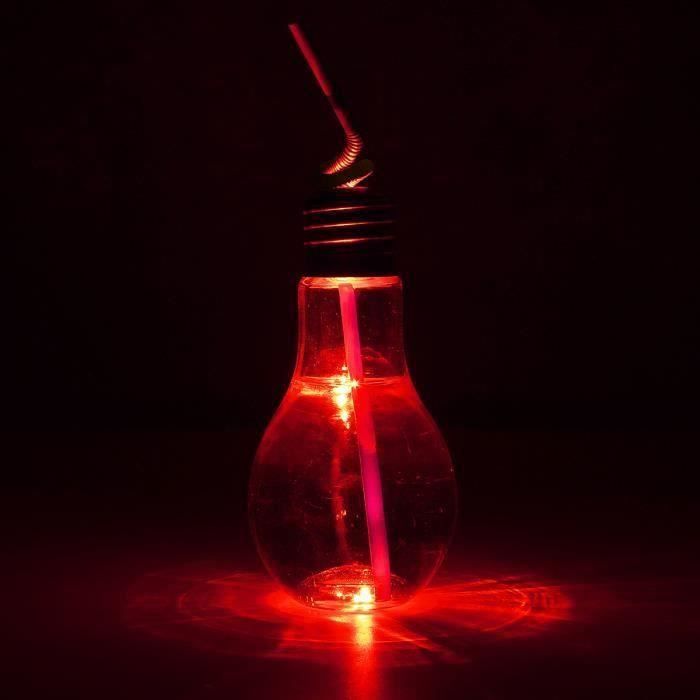 Bouteille lumières verre forme ampoule déco maison Rouge Sh12315