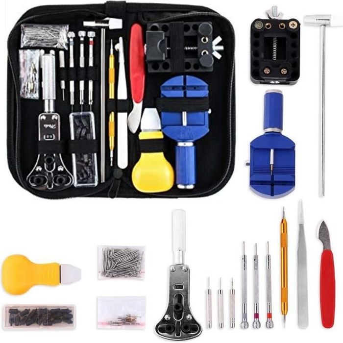 Trousse d'outils 147pcs Kit d'horlogerie professionnel, Outil Réparation pour Démonte Ouvre Bracelet Montre Horloger