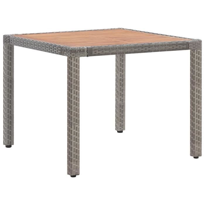 •3948SOLDE Bonne Table de jardin 4 à 6 personnes-Table Extérieure Professionnelle Décor-Table de bistro Gris 90x90x75cm Résine tress