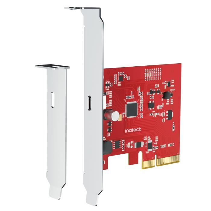 Inateck USB Type-C Carte PCIe USB 3.2 Gen 2 x 2, Jusqu'à 20 Gbps, Support Surbaissé Inclus.
