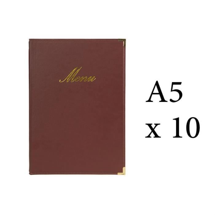 Lot 10 protège-menu Classique format A5 couleur bordeaux - Porte menu hôtel restaurant - Securit 5 Bordeaux