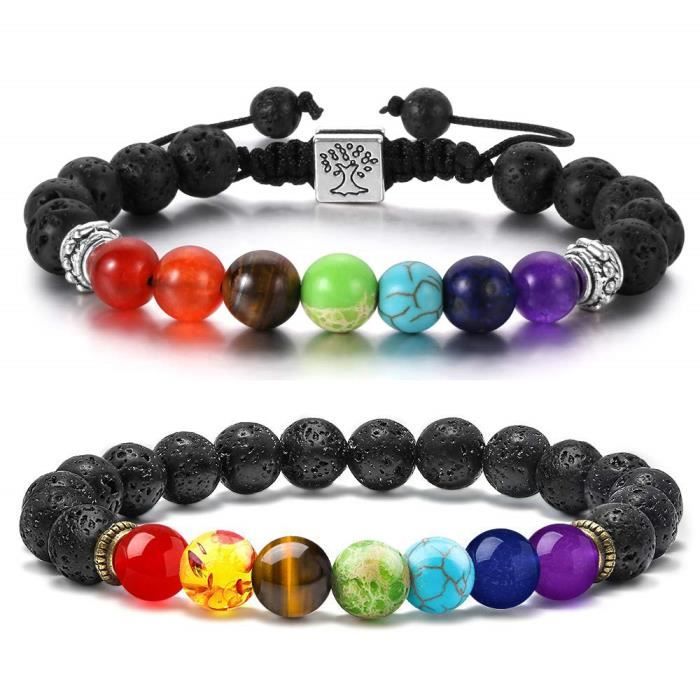 2pcs 8mm Semi Précieux Bracelet Bracelet Perles Bracelet Guérison Gemstone Chanceux Bracelet