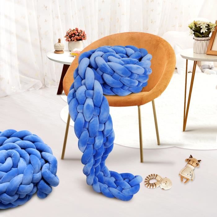 Tour de lit bebe 300cm MERKMAK - tour de lit tresse bebe fille et les garçon coussin serpent bébé rouge-orange-1