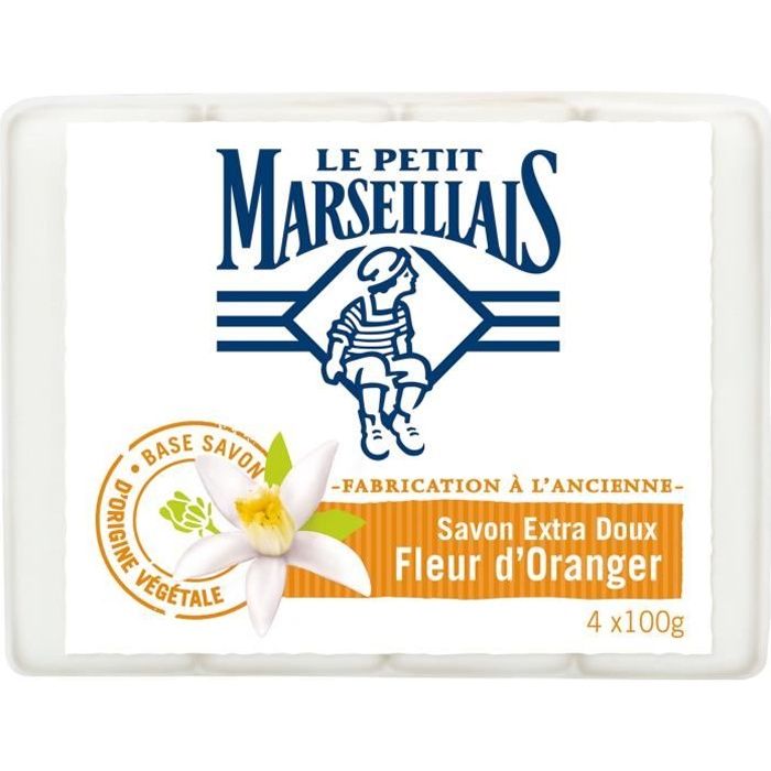 LE PETIT MARSEILLAIS Set de 4 savons - Extra doux - Fleur d'oranger - 100 g
