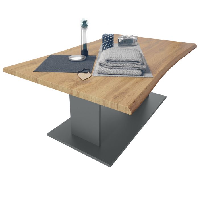 table de salon table basse melo en anthracite avec plateau de dessus en chêne wotan 102 x 40 x 67,5 cm