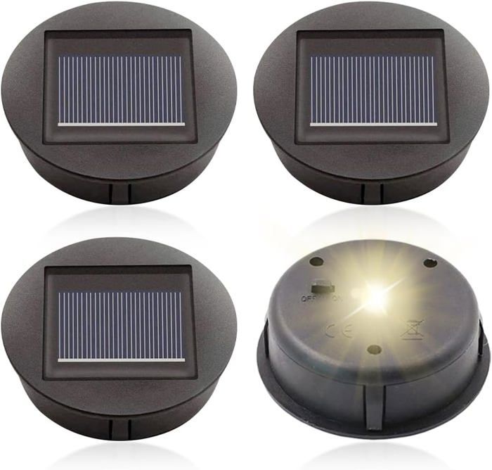 4 Panneaux Solaires De Rechange - Pour Lanternes Solaires, 7cm, Étanches IP65