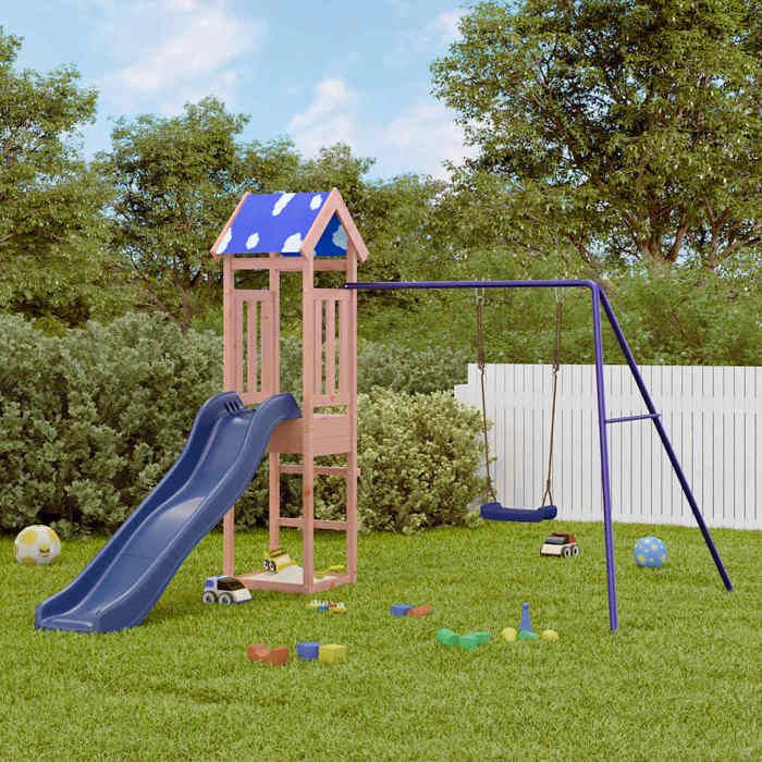 vidaXL Aire de jeux dextérieur bois massif de douglas ensemble de jeu ensemble de jeu en bois ensemble de terrain de jeu