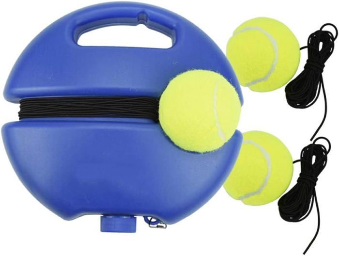 Entraîneur De Tennis Solo Avec 3 Balles Attachées - Planche De Base, Fil Métallique | Entraînement Frappe Extérieur, Auto-apprentissage