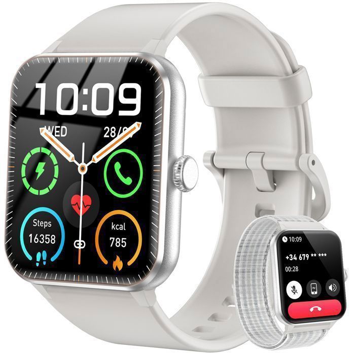 Montre Connectée Homme Femme avec Appel Bluetooth Smartwatch avec Podometre Cardio Oxymetre Etanche IP68 pour iPhone Android