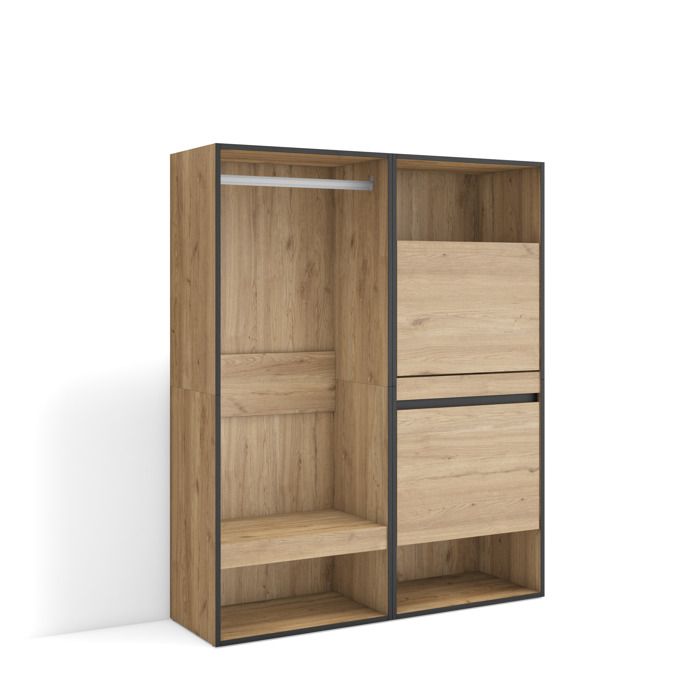 Armoire Vestiaire ouvert 120x35x145 cm Chambre à coucher pièce Meuble à Chaussures Chêne RF3494 Armoire Vestiaire ouvert 120x35x145 cm Chambre à coucher pièce Meuble à Chaussures Chêne RF3494