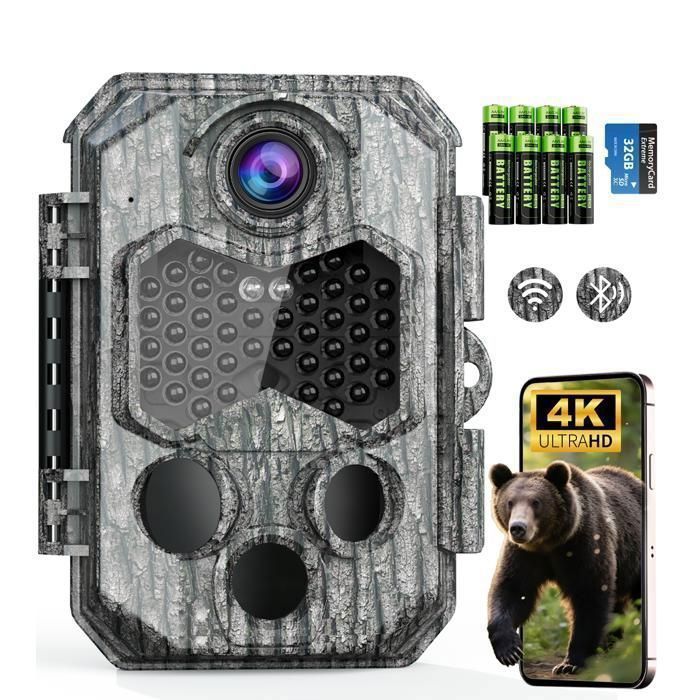 Caméra De Chasse WIFI Bluetooth – 24MP 1080P – Mini IP66 + Carte 32Go